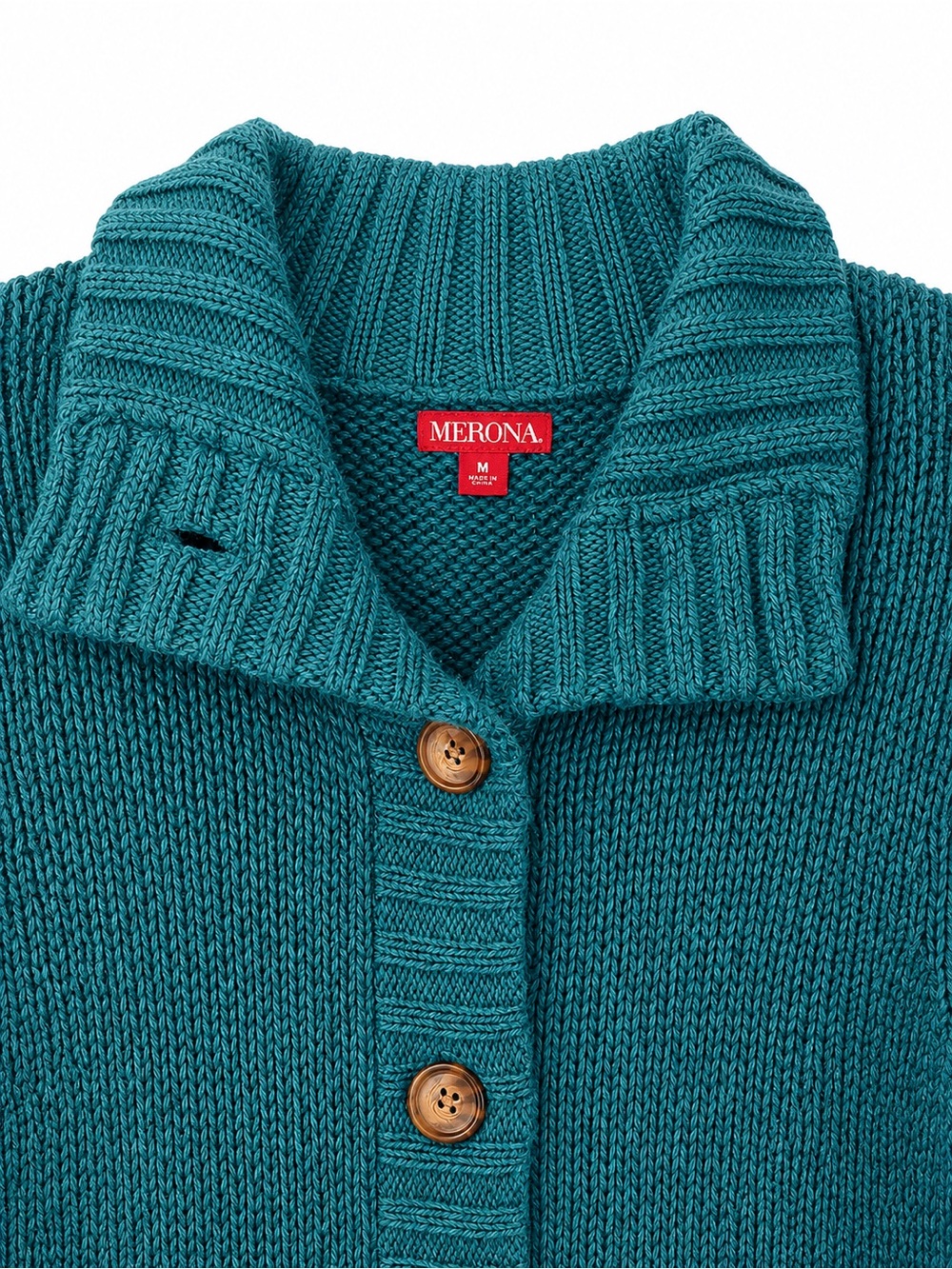 Merona Teal Chunky Knit Funnel Neck Tunic Cardigan Sweater Size M - Picture 4 of 7